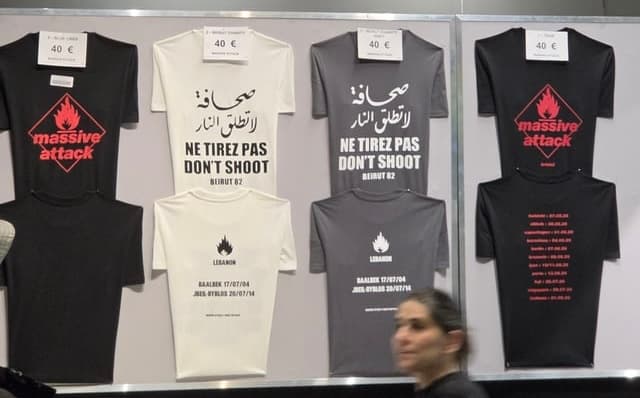 4 Massive Attack t-shirts for sale in the merch stand