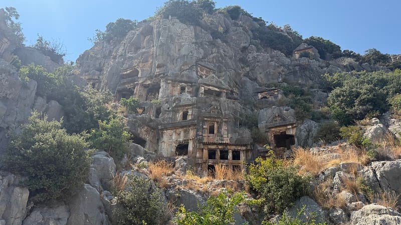 Myra tombs carved into the hill